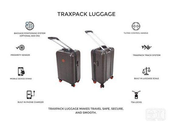 解决上下楼问题的行李箱TraxPack  拖行、定位、测重都不是事